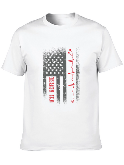 Camiseta Negra ICU Nurse Bandera Americana