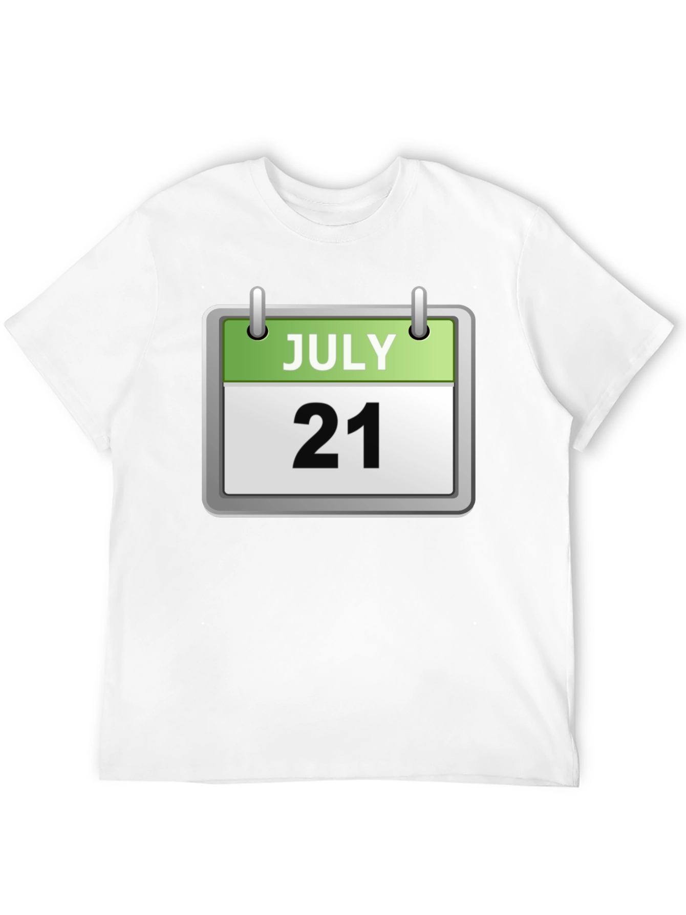 Camiseta Negra Calendario Julio 21 Algodón Cómoda Casual
