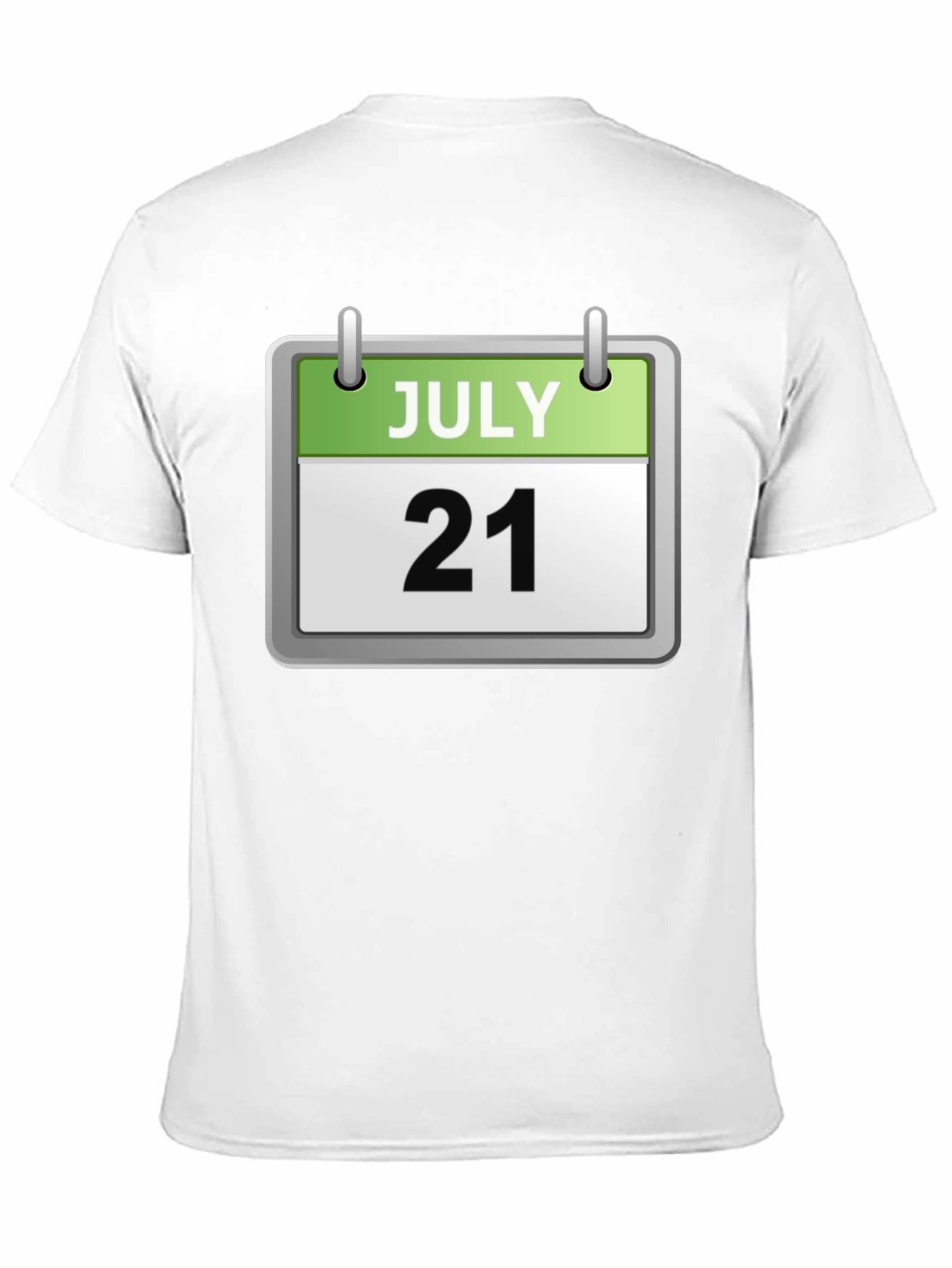 Camiseta Negra Calendario Julio 21 Algodón Cómoda Casual