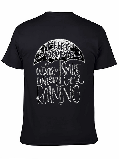 Camiseta Negra con Diseño de Paraguas y Frase Positiva