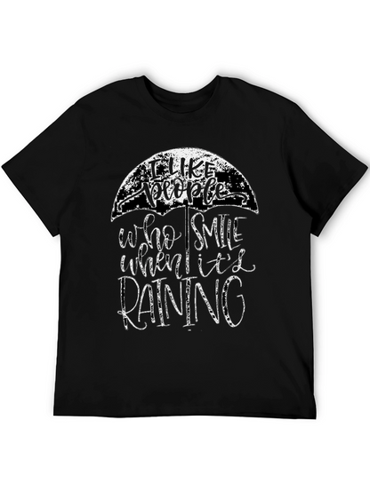 Camiseta Negra con Diseño de Paraguas y Frase Positiva