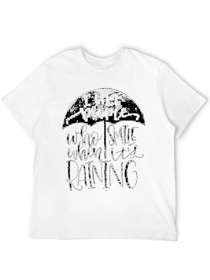Camiseta Negra con Diseño de Paraguas y Frase Positiva