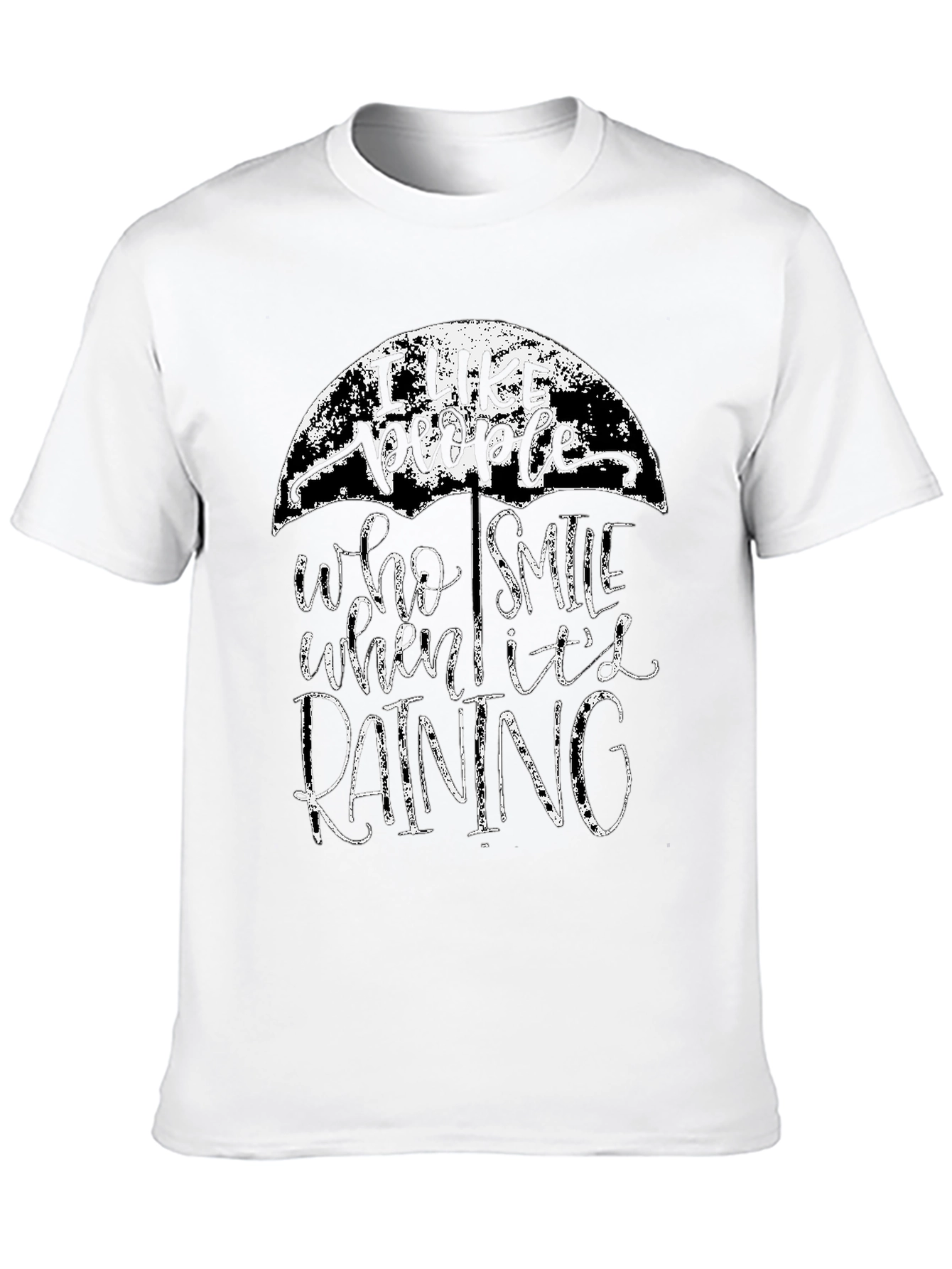 Camiseta Negra con Diseño de Paraguas y Frase Positiva