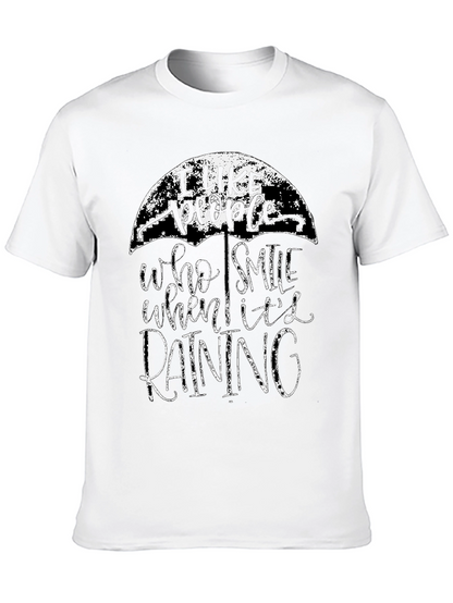 Camiseta Negra con Diseño de Paraguas y Frase Positiva
