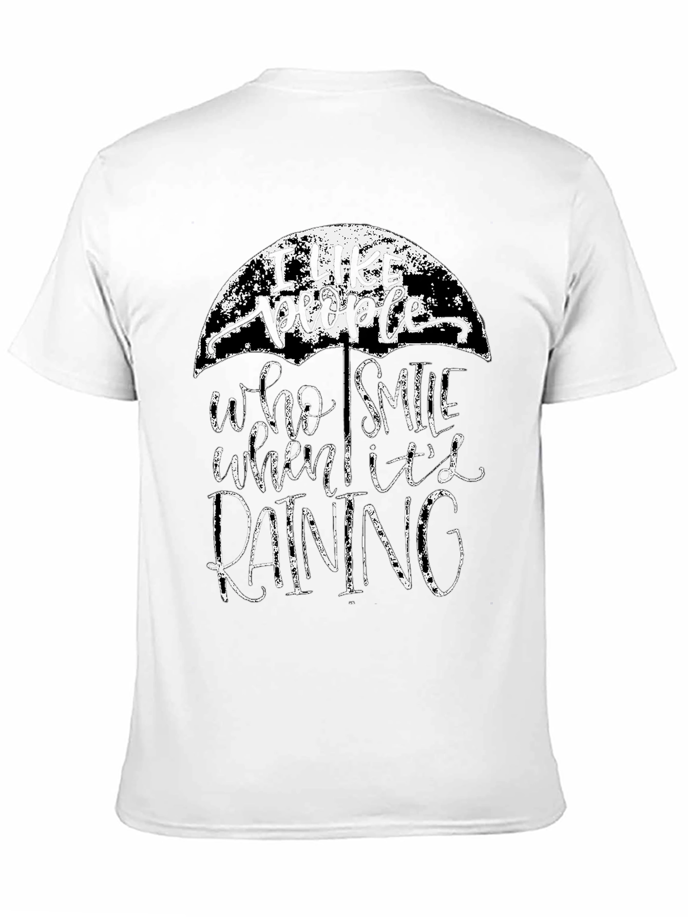 Camiseta Negra con Diseño de Paraguas y Frase Positiva