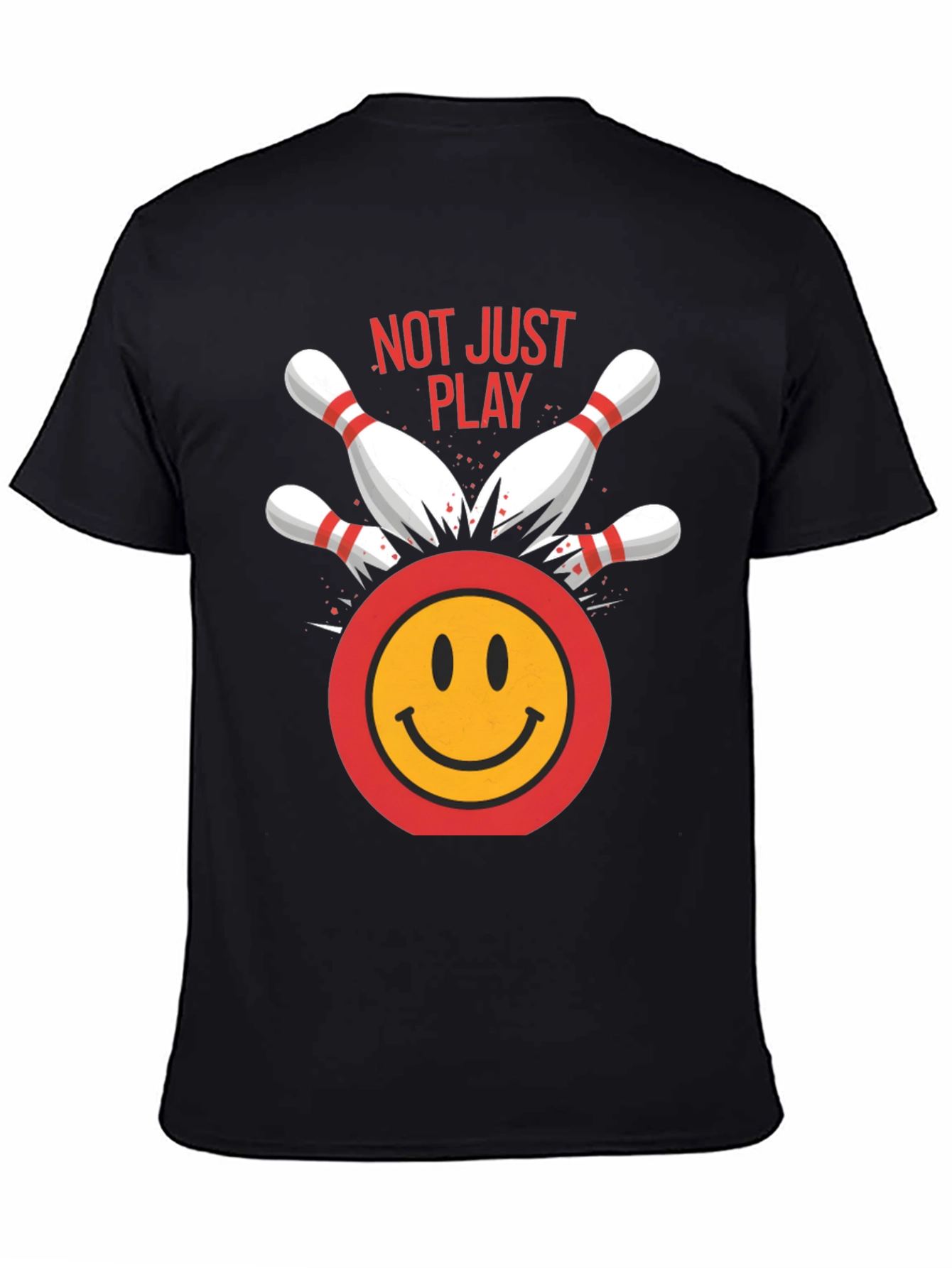 Camiseta Negra Bolos Sonriente