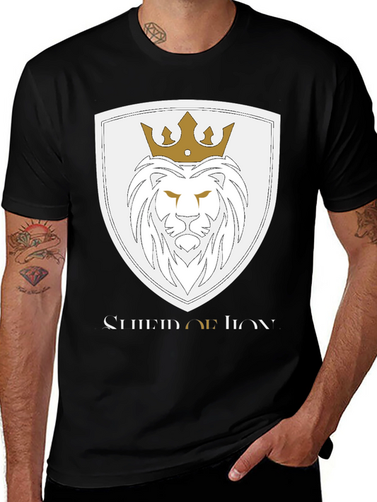 Camiseta Negra: Escudo de León con Corona