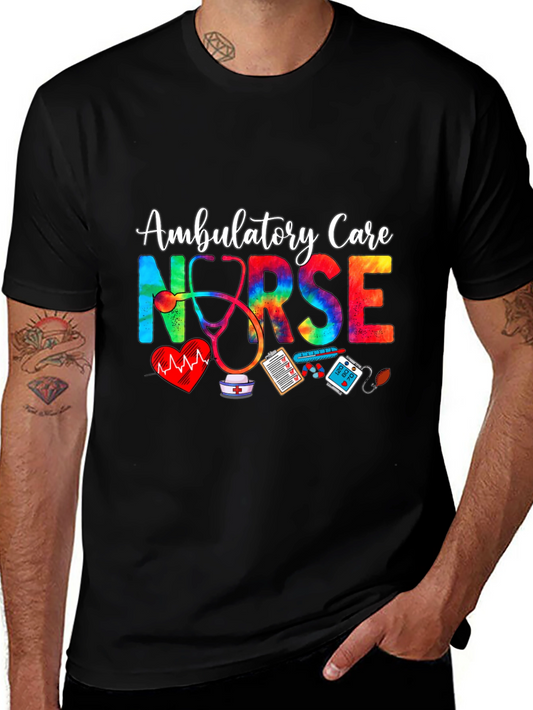 Camiseta Negra con Diseño de Enfermera de Atención Ambulatoria