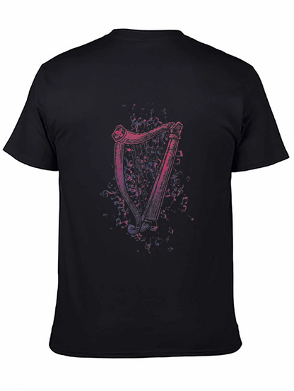 Camiseta Negra con Diseño de Arpa Irlandesa