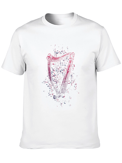Camiseta Negra con Diseño de Arpa Irlandesa