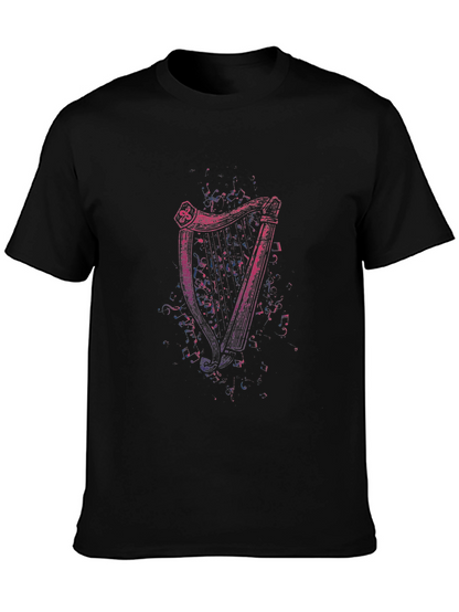 Camiseta Negra con Diseño de Arpa Irlandesa