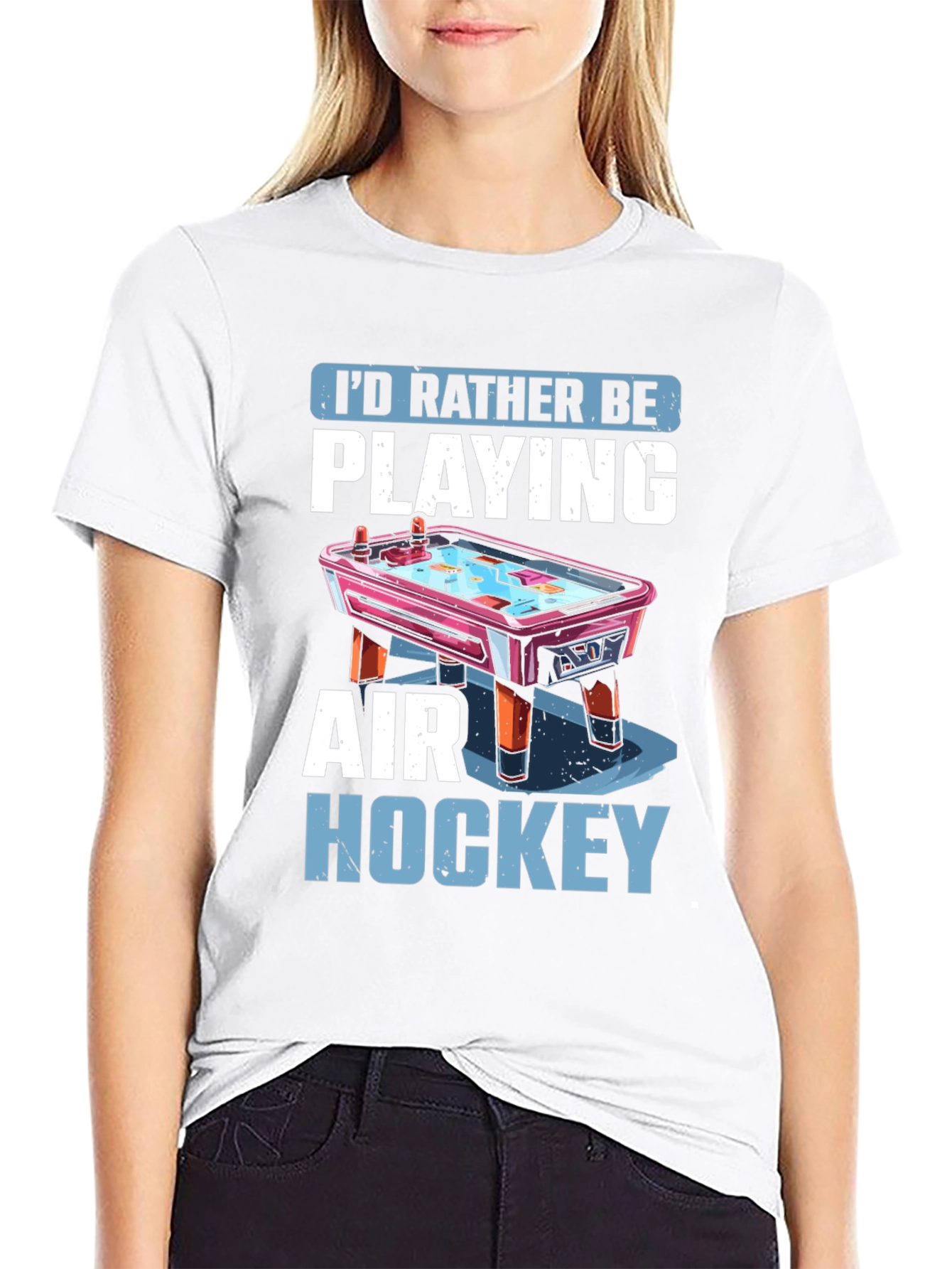 Camiseta Negra Prefiero Jugar Air Hockey