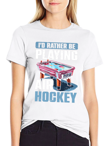 Camiseta Negra Prefiero Jugar Air Hockey