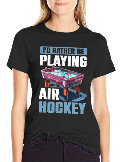 Camiseta Negra Prefiero Jugar Air Hockey
