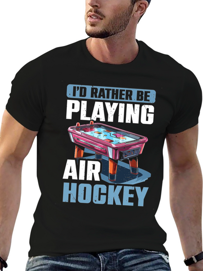 Camiseta Negra Prefiero Jugar Air Hockey
