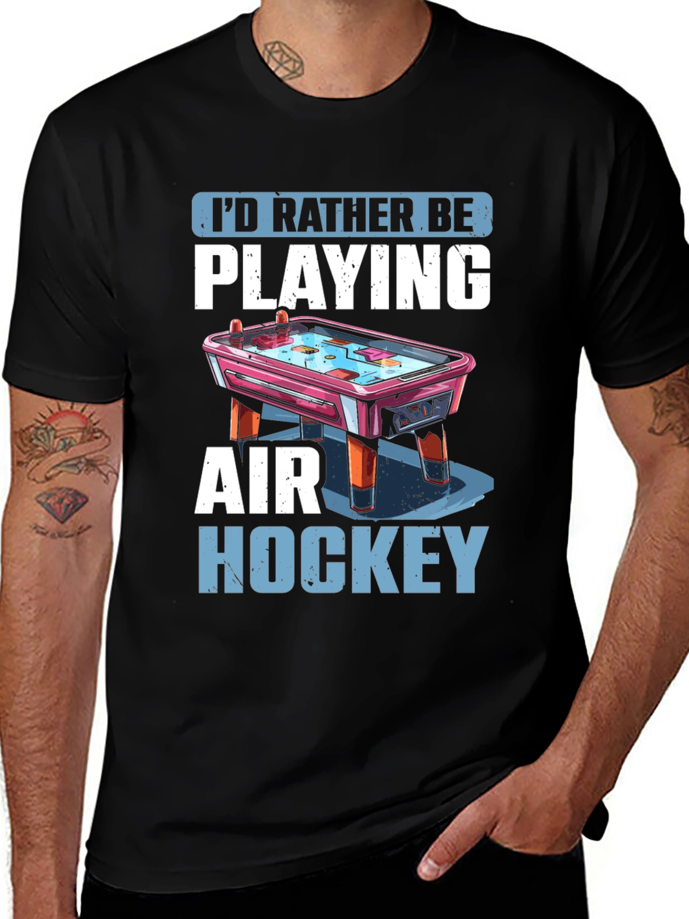 Camiseta Negra Prefiero Jugar Air Hockey