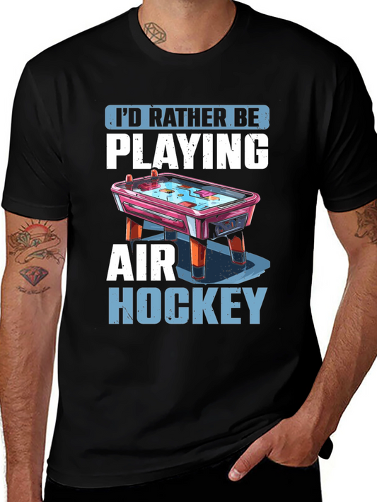 Camiseta Negra Prefiero Jugar Air Hockey