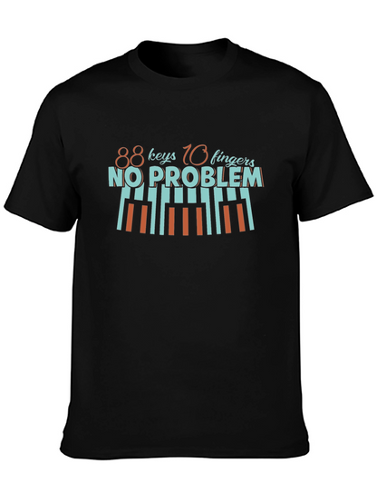 Camiseta Negra con Diseño de Piano para Músicos