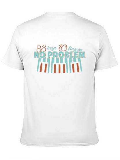 Camiseta Negra con Diseño de Piano para Músicos