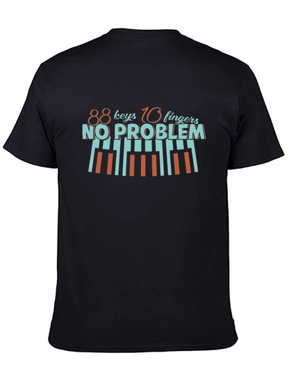Camiseta Negra con Diseño de Piano para Músicos