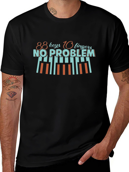 Camiseta Negra con Diseño de Piano para Músicos
