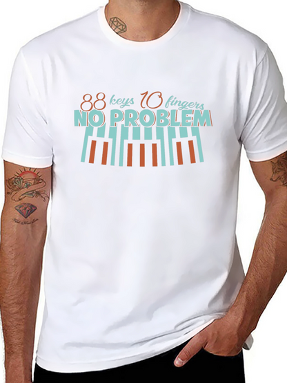 Camiseta Negra con Diseño de Piano para Músicos
