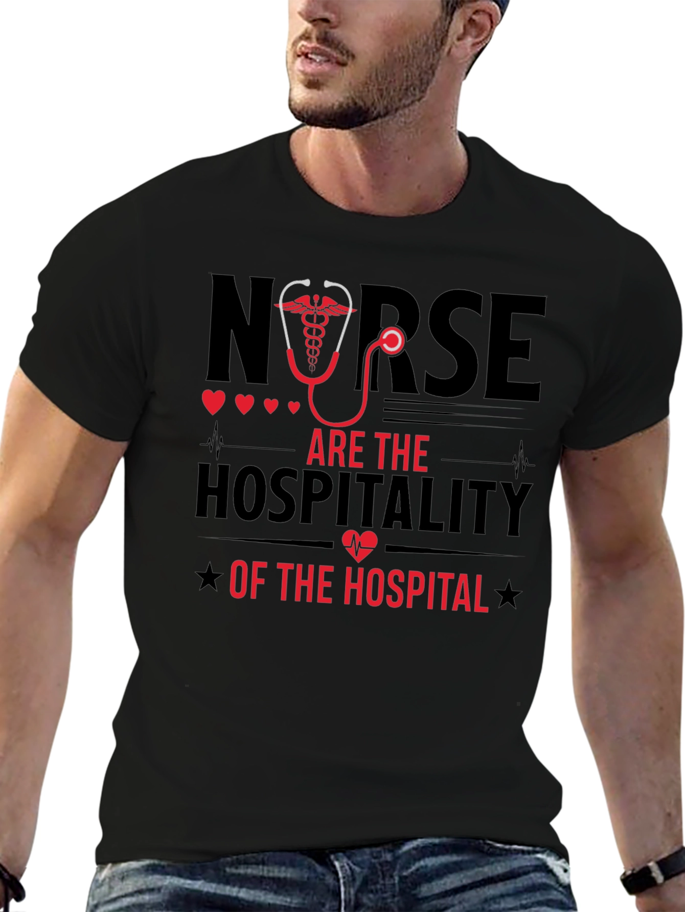 Camiseta Negra Nurse are the Hospitality