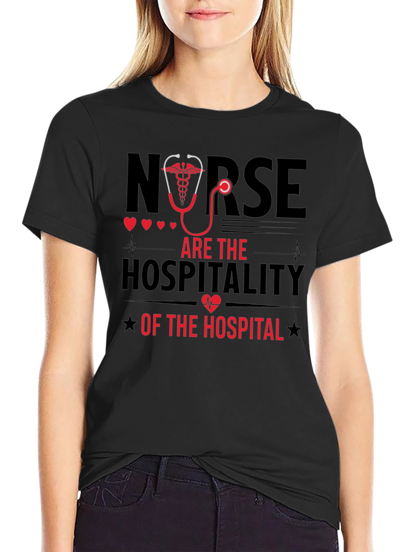 Camiseta Negra Nurse are the Hospitality