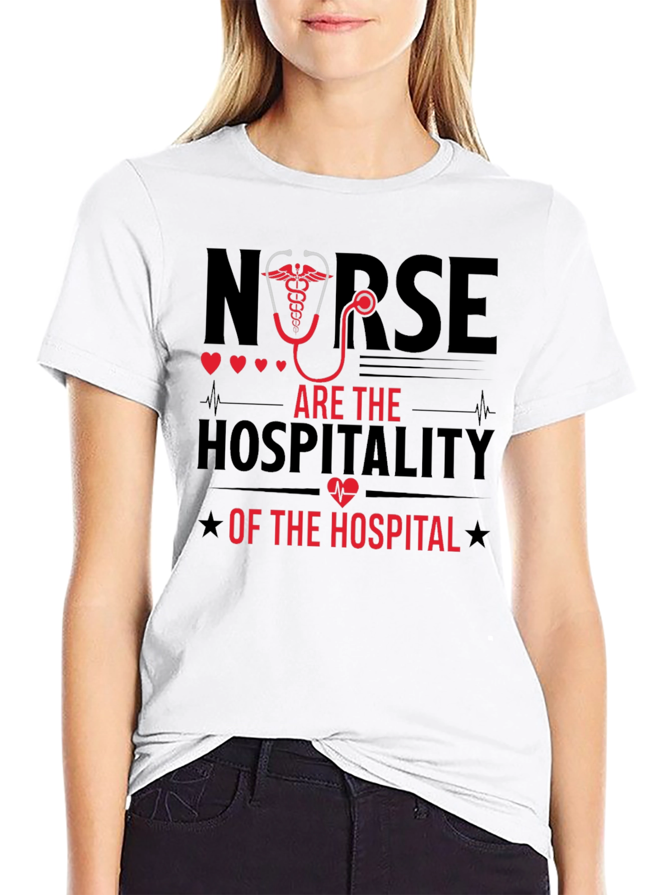 Camiseta Negra Nurse are the Hospitality