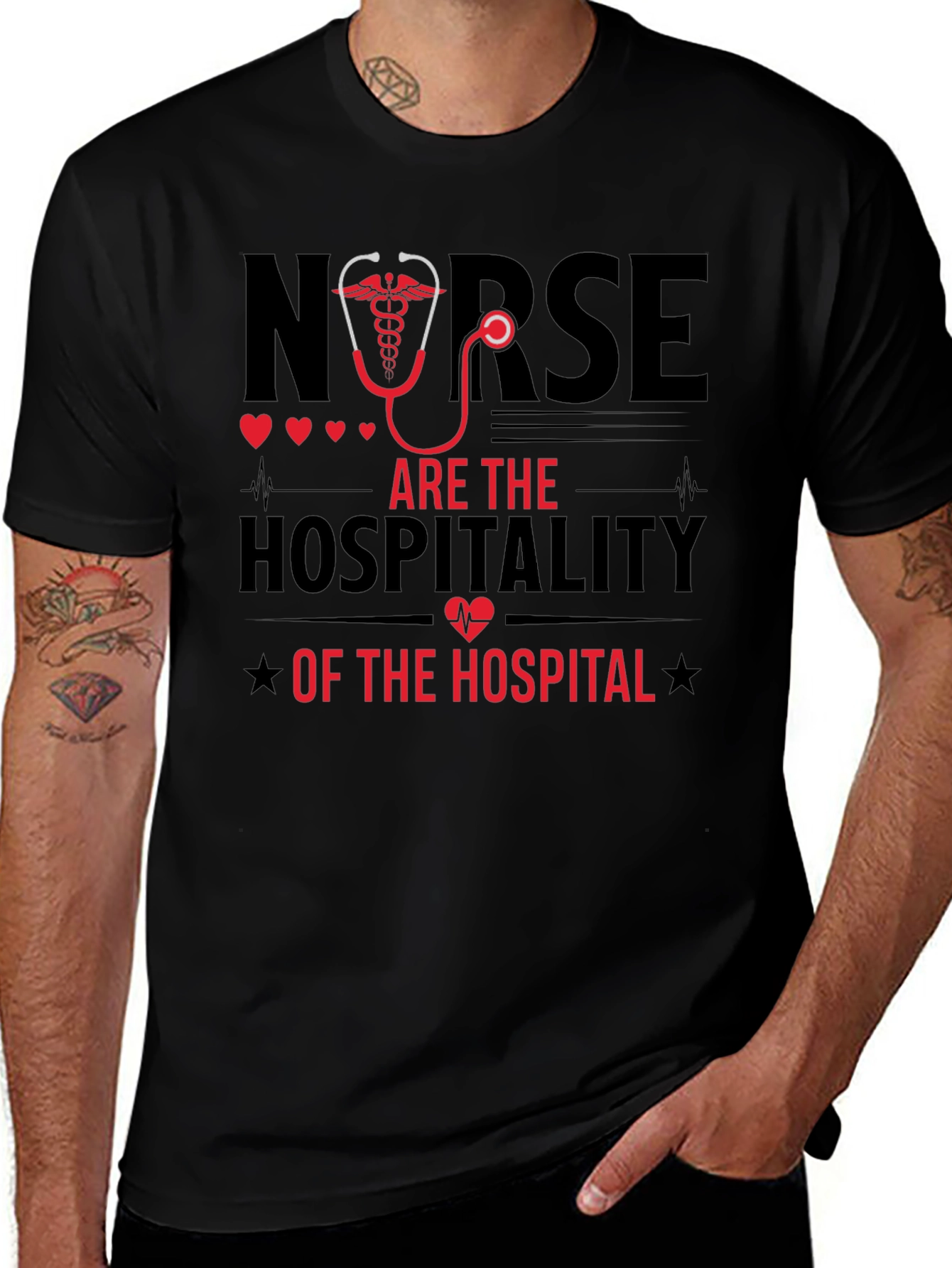 Camiseta Negra Nurse are the Hospitality