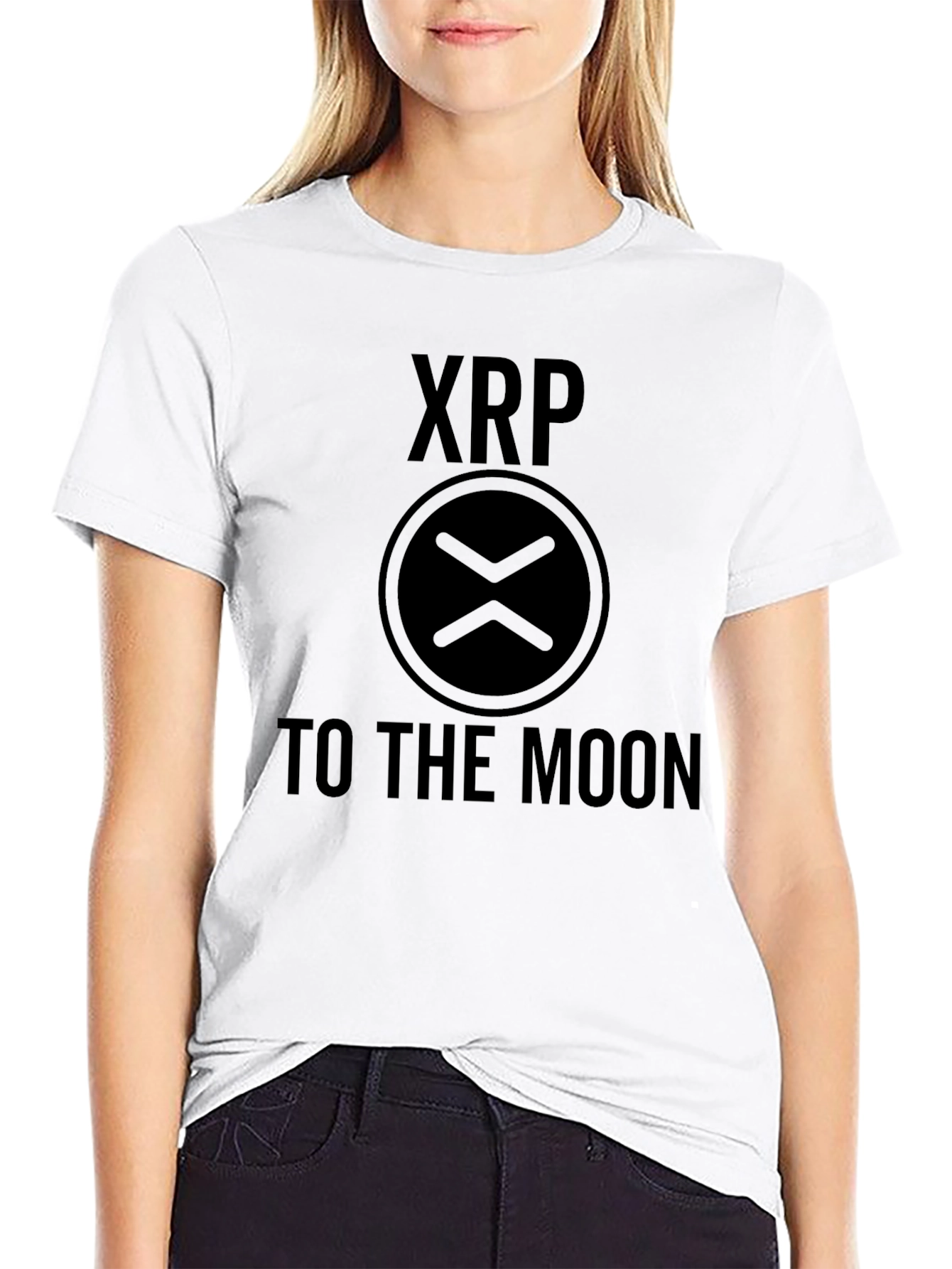 Camiseta Negra XRP To The Moon - Crypto