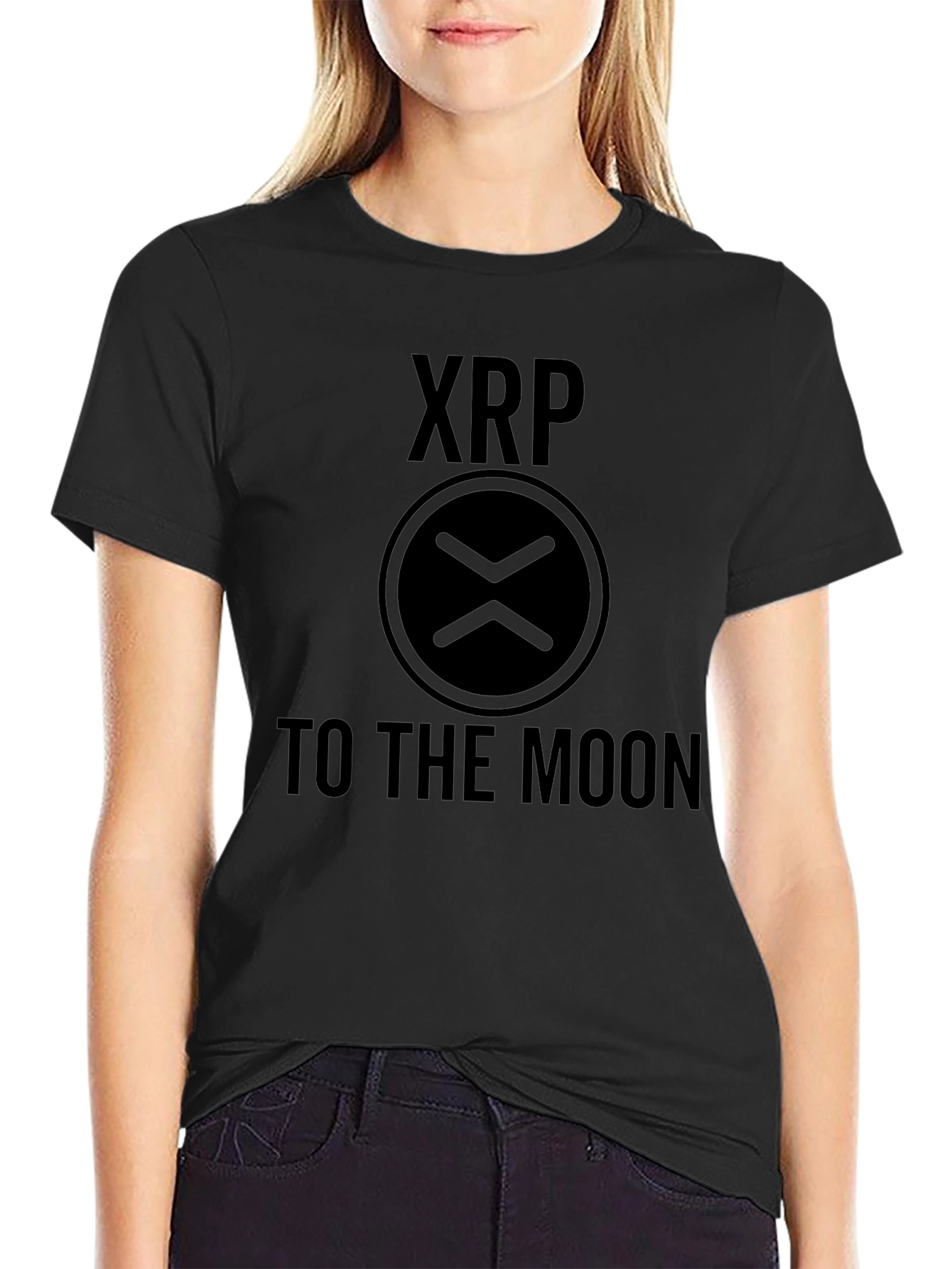 Camiseta Negra XRP To The Moon - Crypto