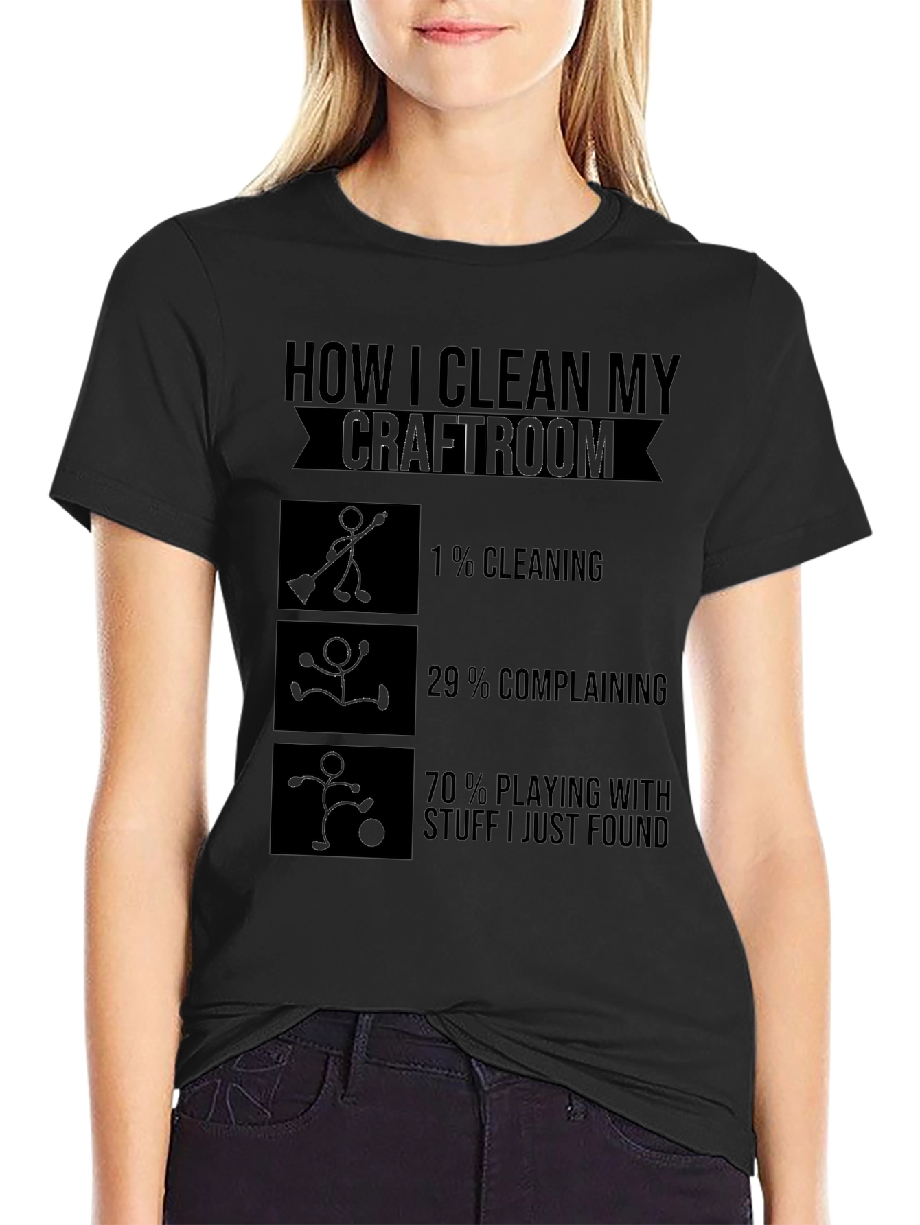 Camiseta Negra Cómo Limpio Mi Sala de Manualidades