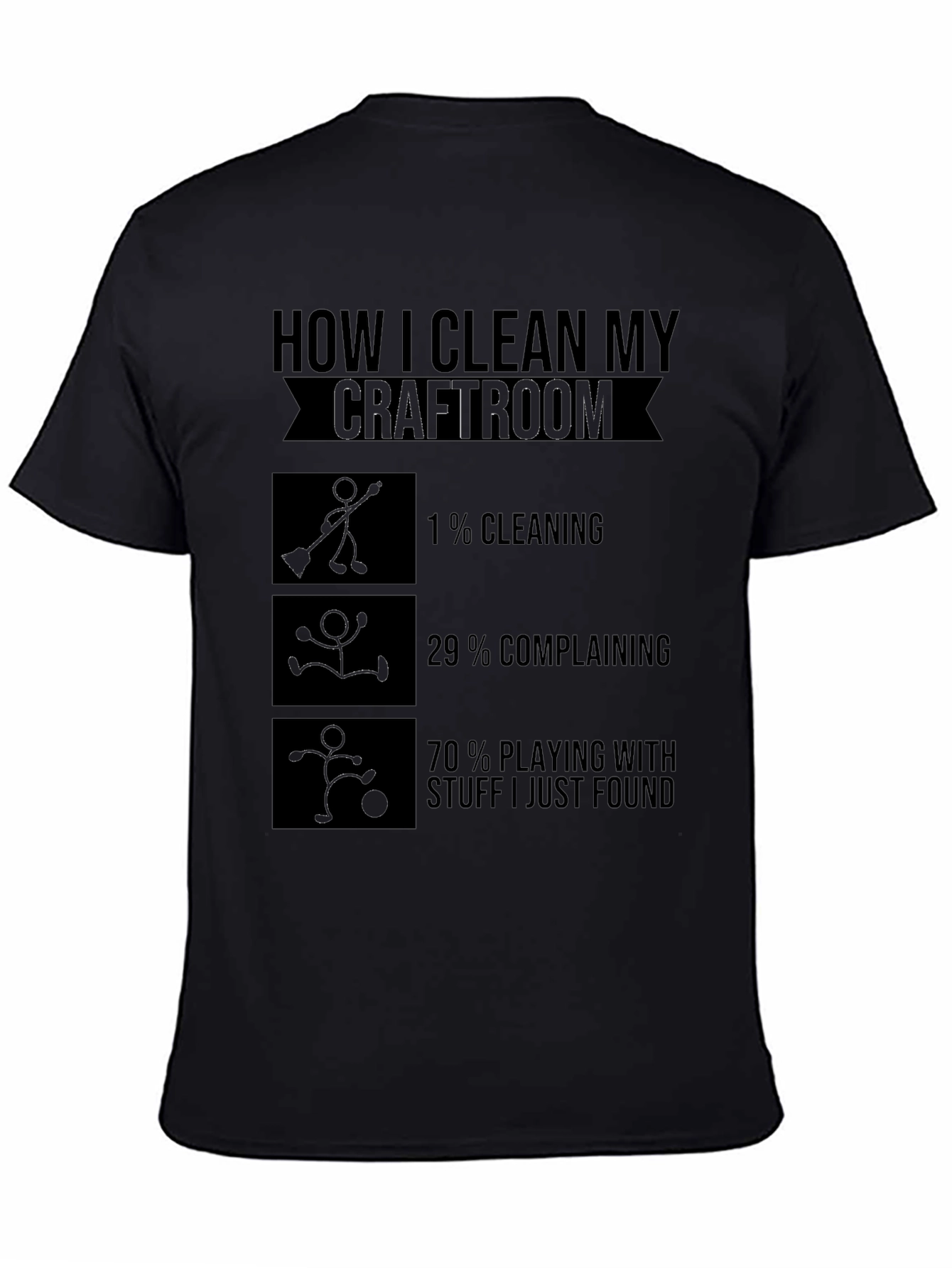 Camiseta Negra Cómo Limpio Mi Sala de Manualidades