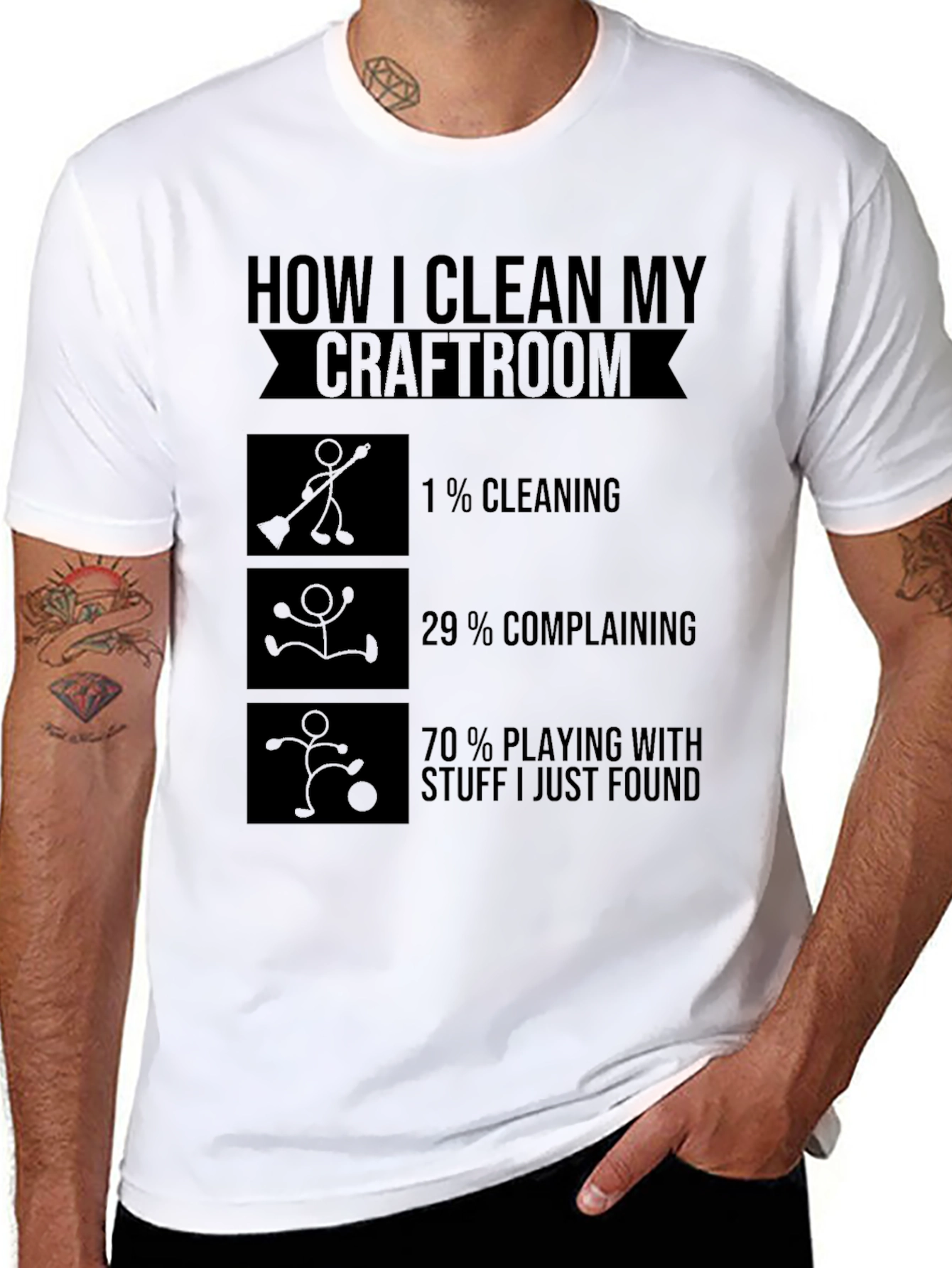 Camiseta Negra Cómo Limpio Mi Sala de Manualidades