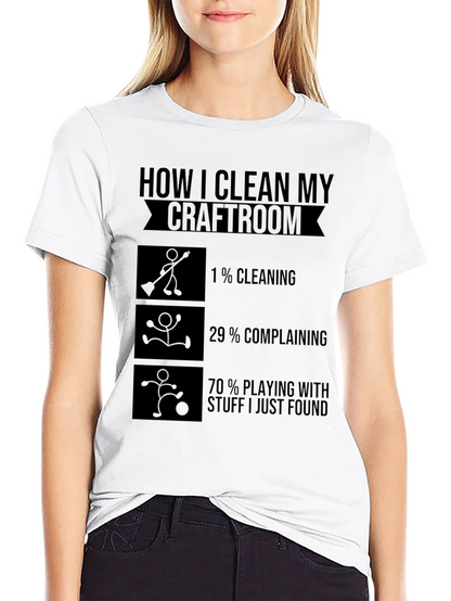 Camiseta Negra Cómo Limpio Mi Sala de Manualidades