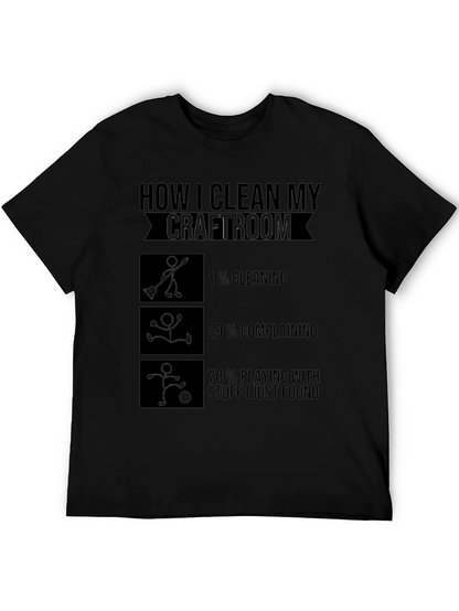 Camiseta Negra Cómo Limpio Mi Sala de Manualidades