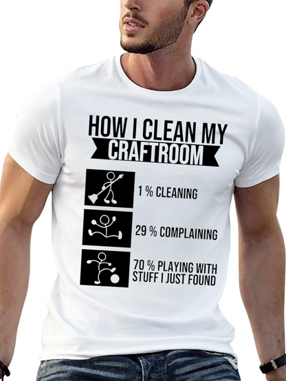 Camiseta Negra Cómo Limpio Mi Sala de Manualidades