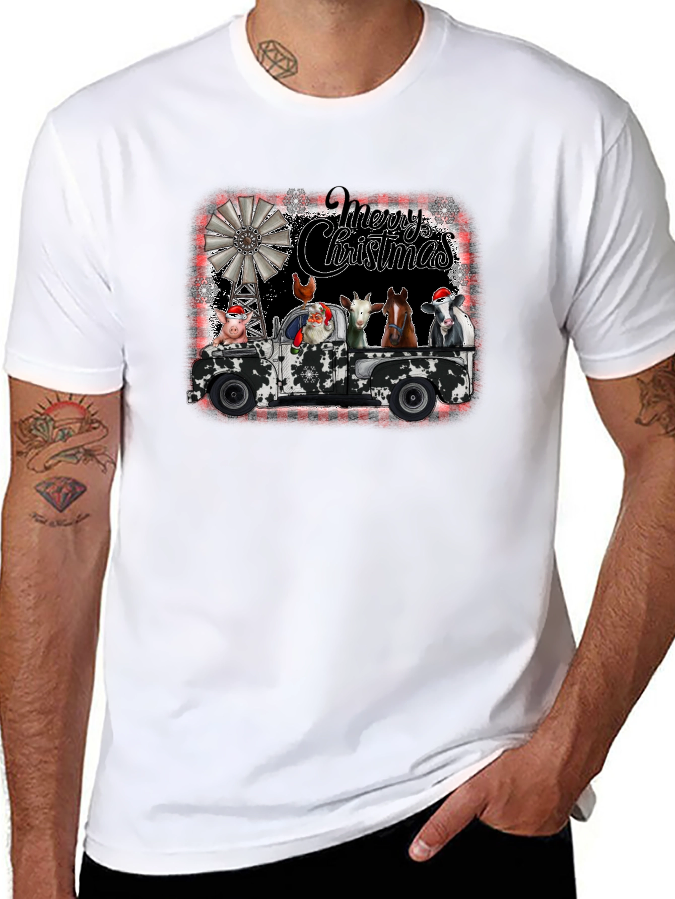 Camiseta Navideña Camión Animales de Granja