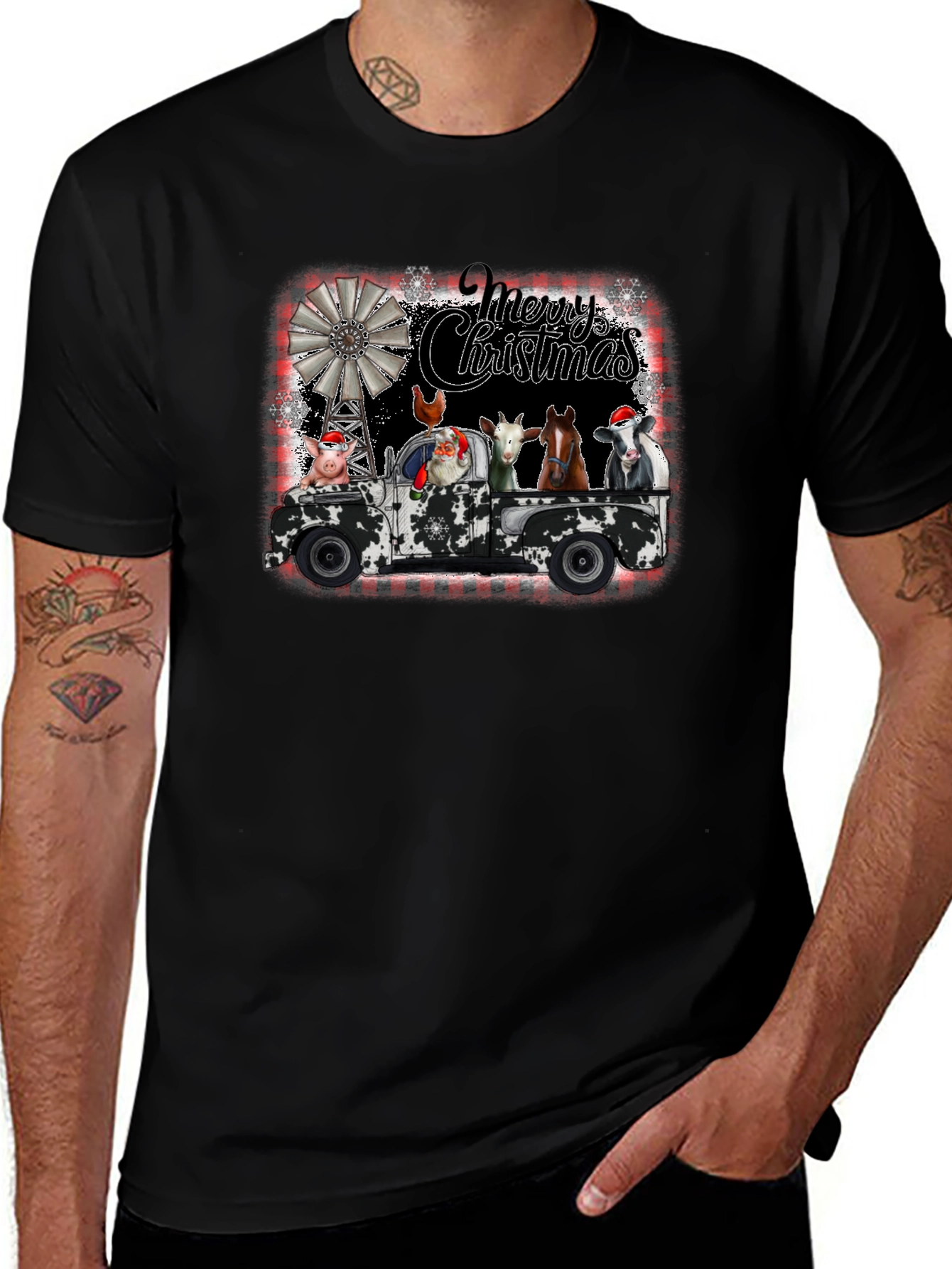 Camiseta Navideña Camión Animales de Granja