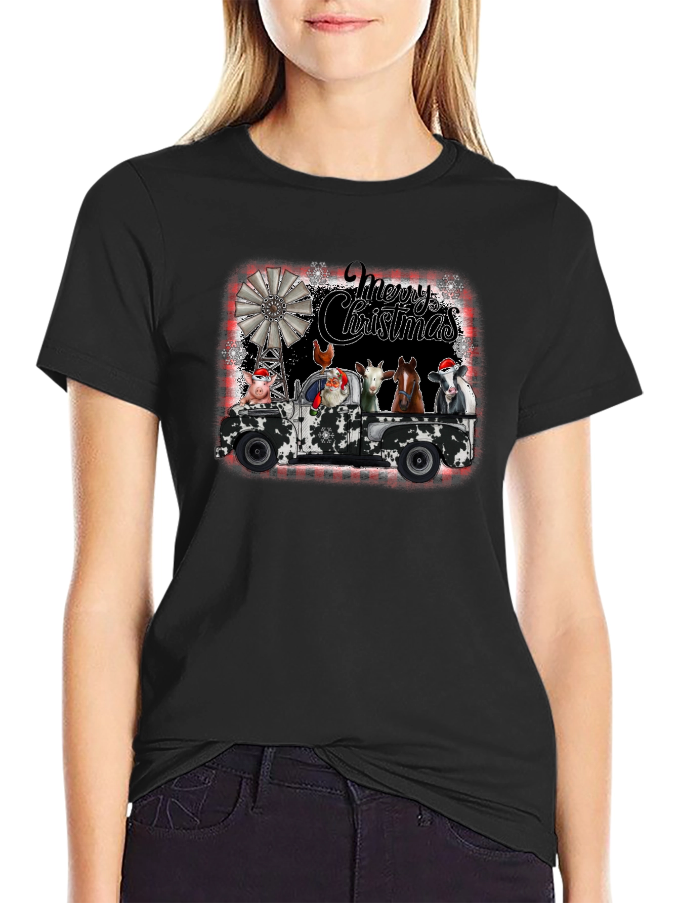 Camiseta Navideña Camión Animales de Granja