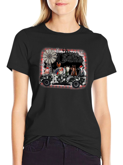 Camiseta Navideña Camión Animales de Granja