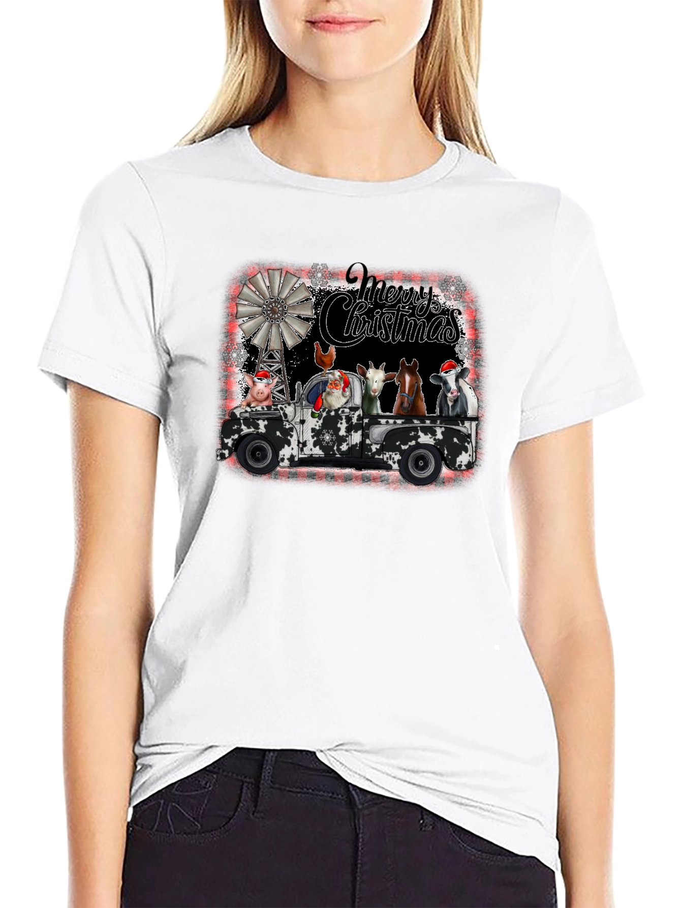 Camiseta Navideña Camión Animales de Granja