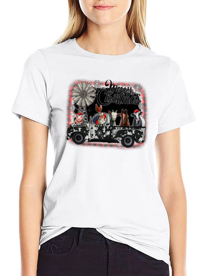 Camiseta Navideña Camión Animales de Granja