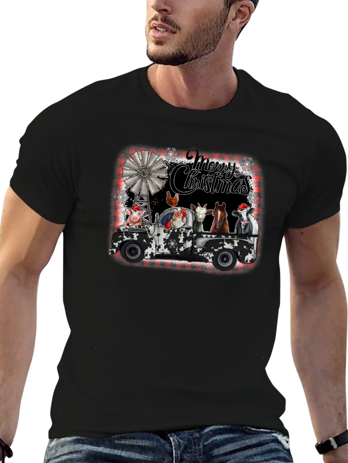 Camiseta Navideña Camión Animales de Granja