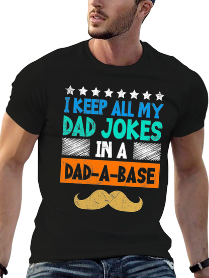 Camiseta Negra Humorística para Papá - Dad-A-Base