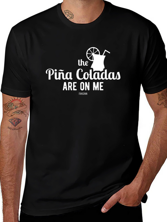 Camiseta Negra Piña Coladas On Me Divertida y Cómoda