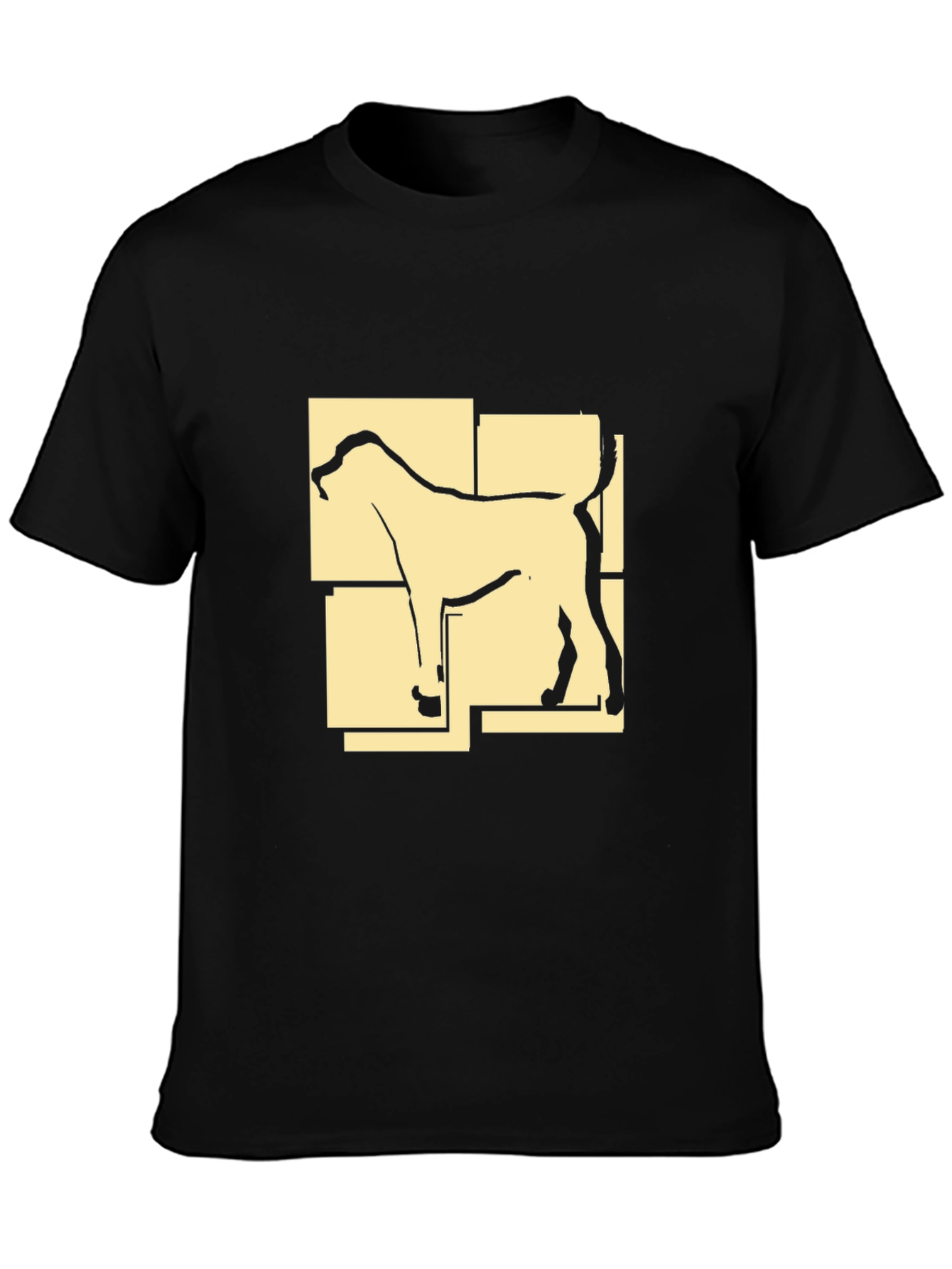 Camiseta Negra con Diseño Abstracto de Perro