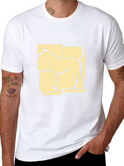 Camiseta Negra con Diseño Abstracto de Perro
