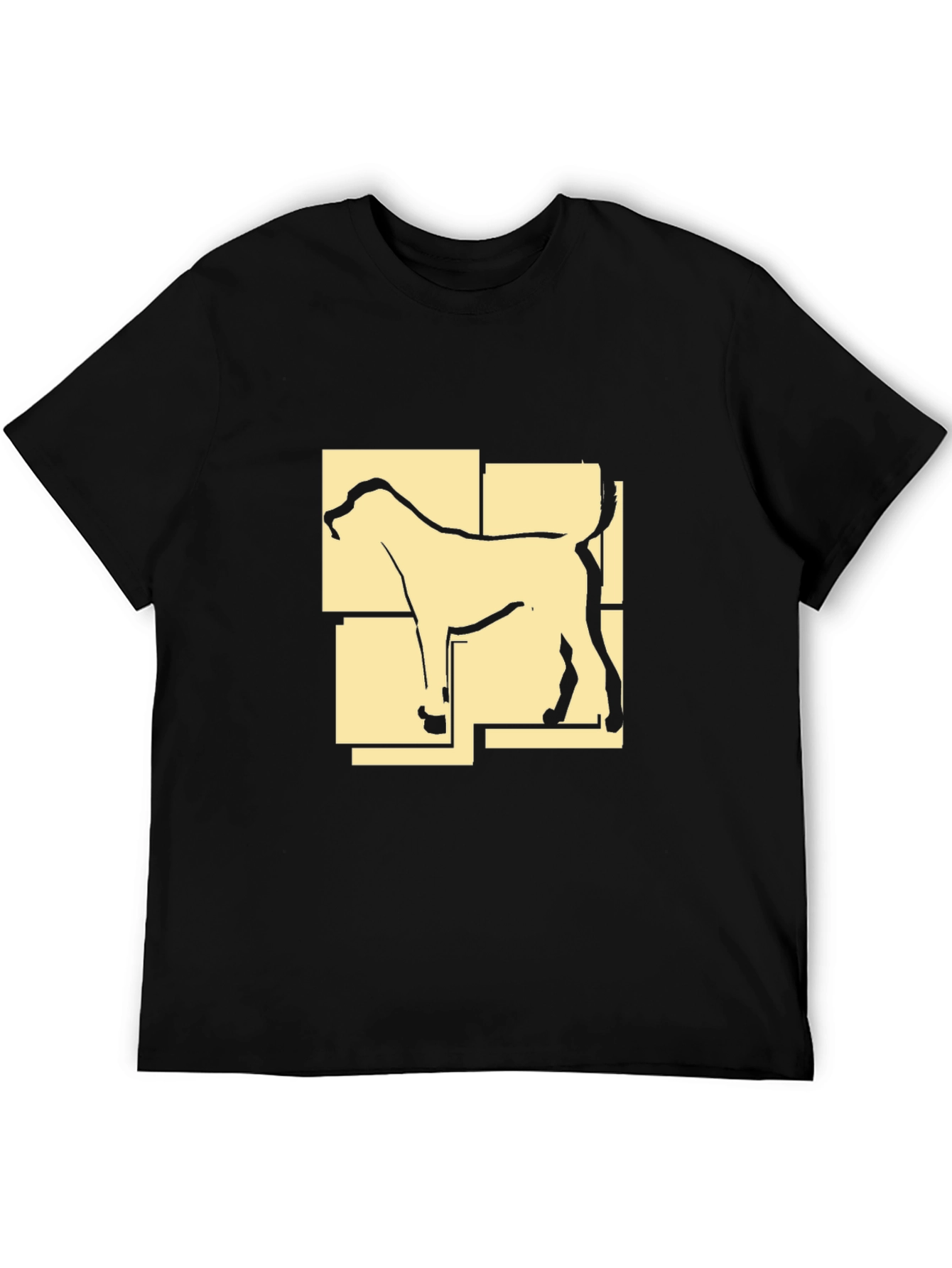 Camiseta Negra con Diseño Abstracto de Perro
